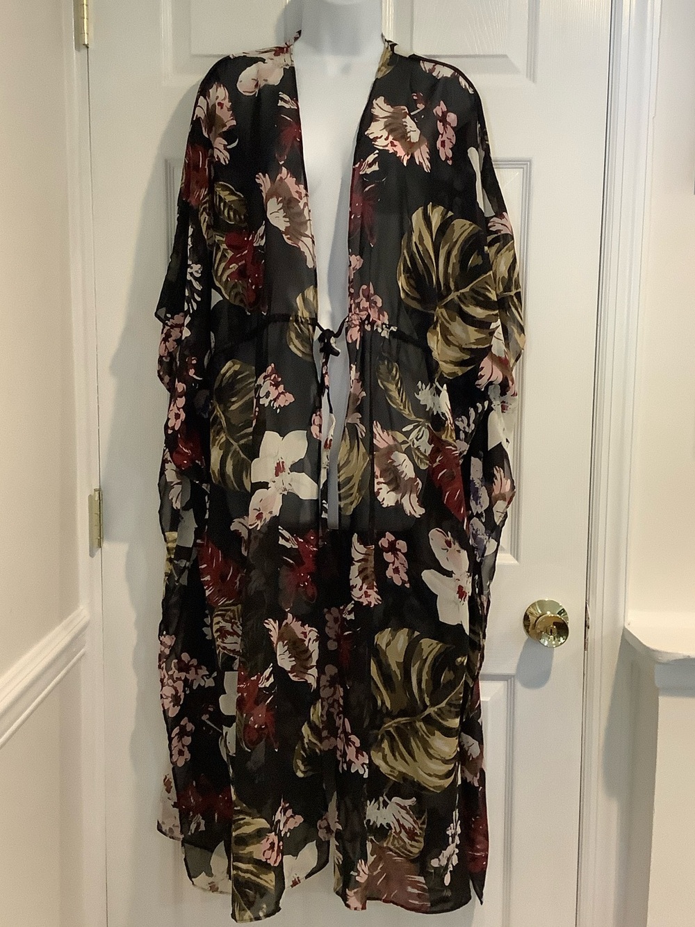 NWT WALTER BAKER Tropical Print Sheer Euro Vacation Luxe Resortwear Tulum Caftan